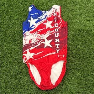 Girls Ozone Tri County Gymnastics Patriotic Leotard